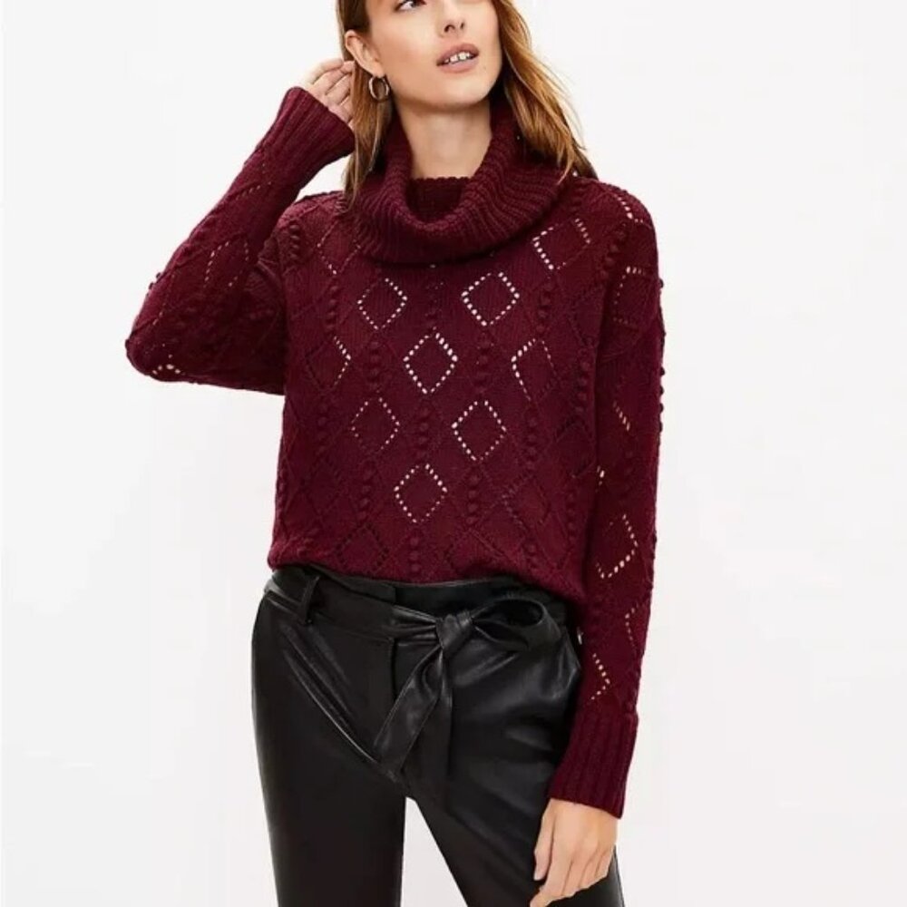 LOFT Bobble Pointelle Knit Sweater